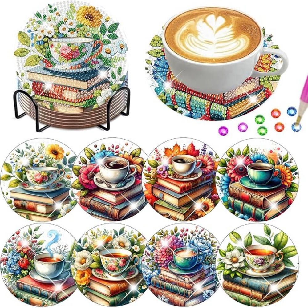 Resin Art For Beginner - 8 piezas/Posavasos de arte de diamante