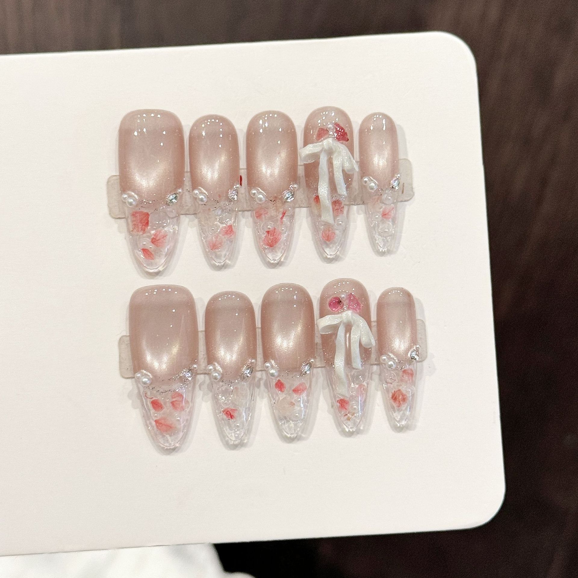 Resin Art Use - 10 Uñas Postizas Ovaladas Largas Hechas