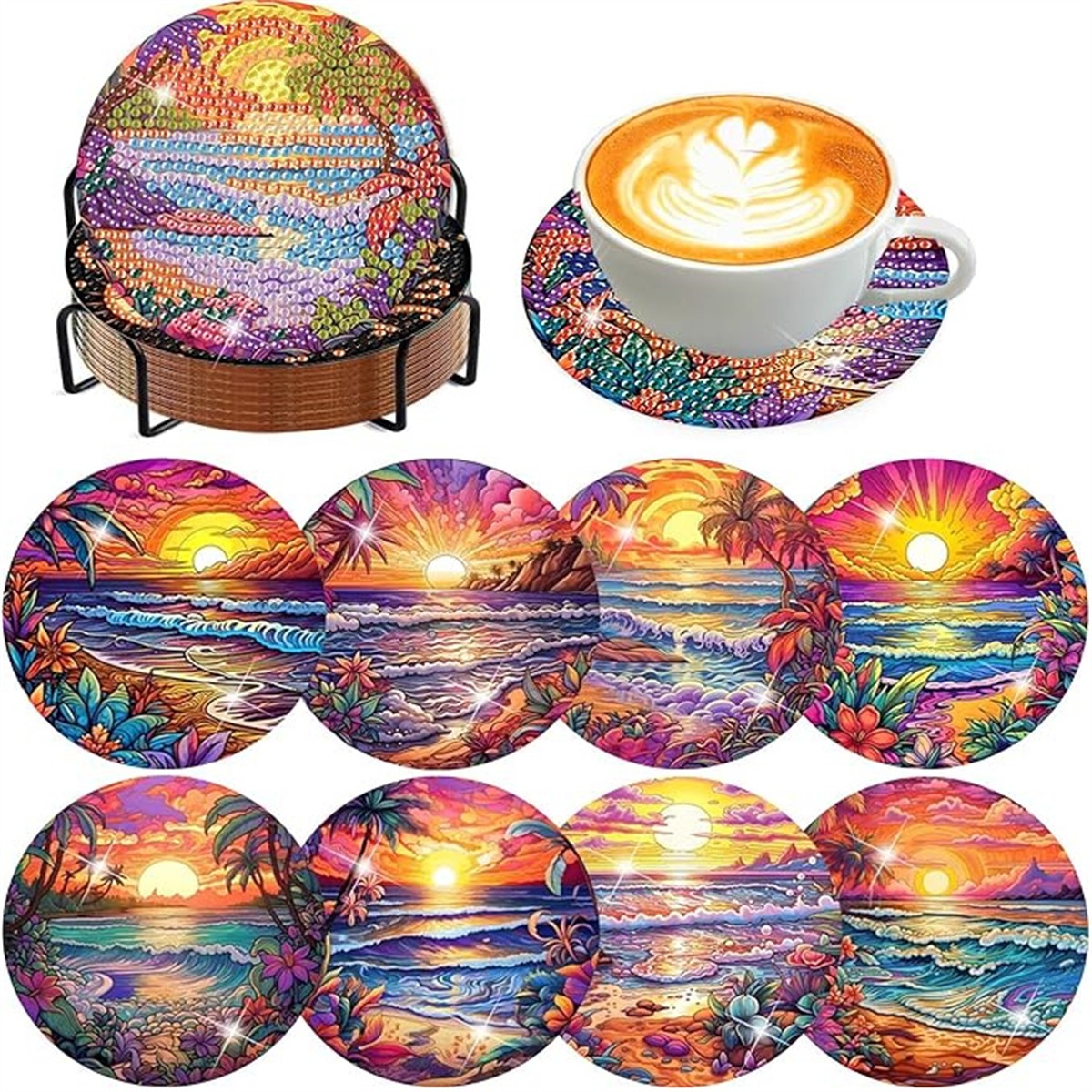 Juego de 8 Posavasos Pintados  - Resin Art Coasters reseña y precio